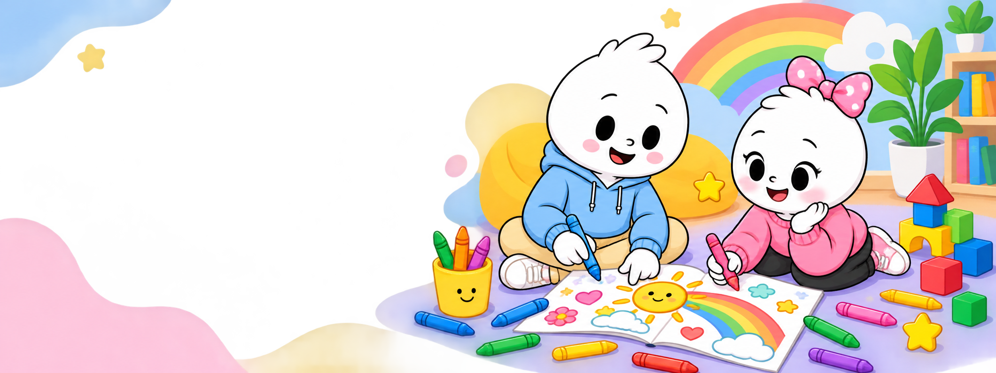 Milo and Mira doing a screen-free craft activity together