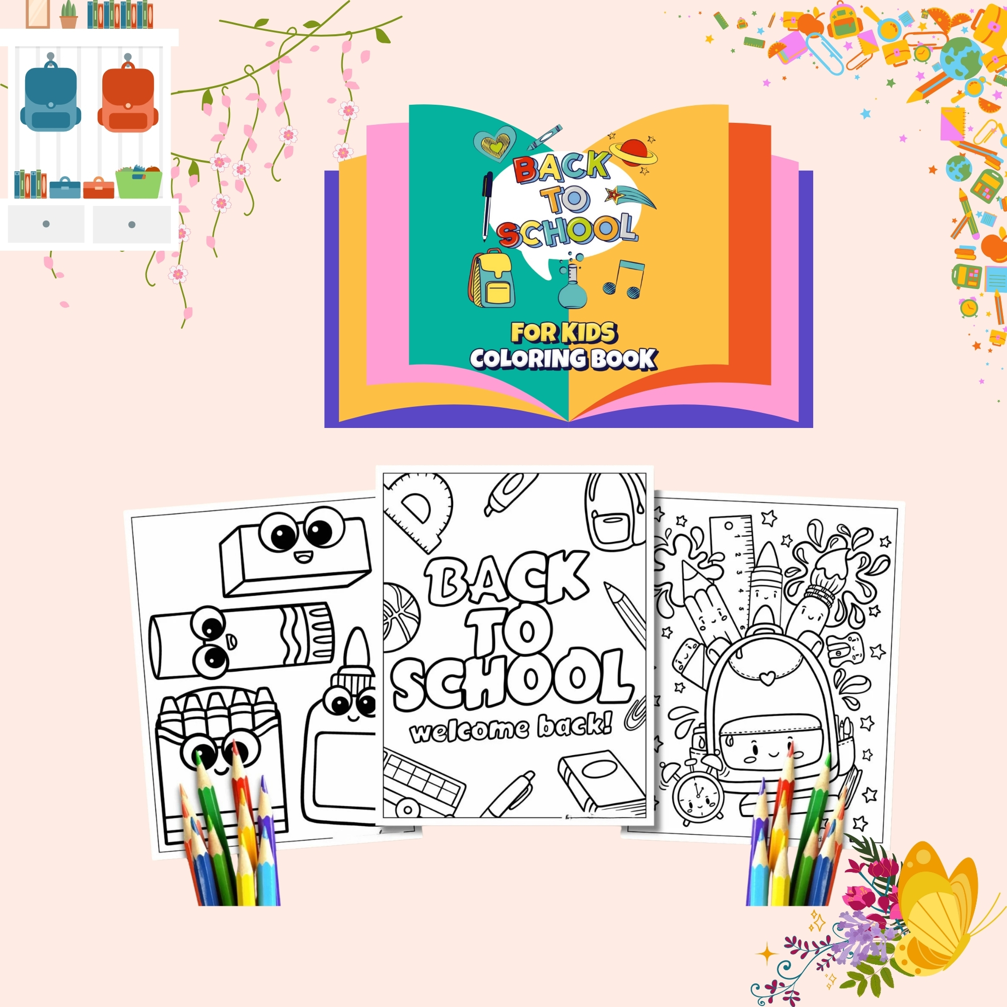40 Back to School Coloring Pages for Kids - Printable Preschool & Toddler Coloring Book (A4 & US Letter) — preview 5