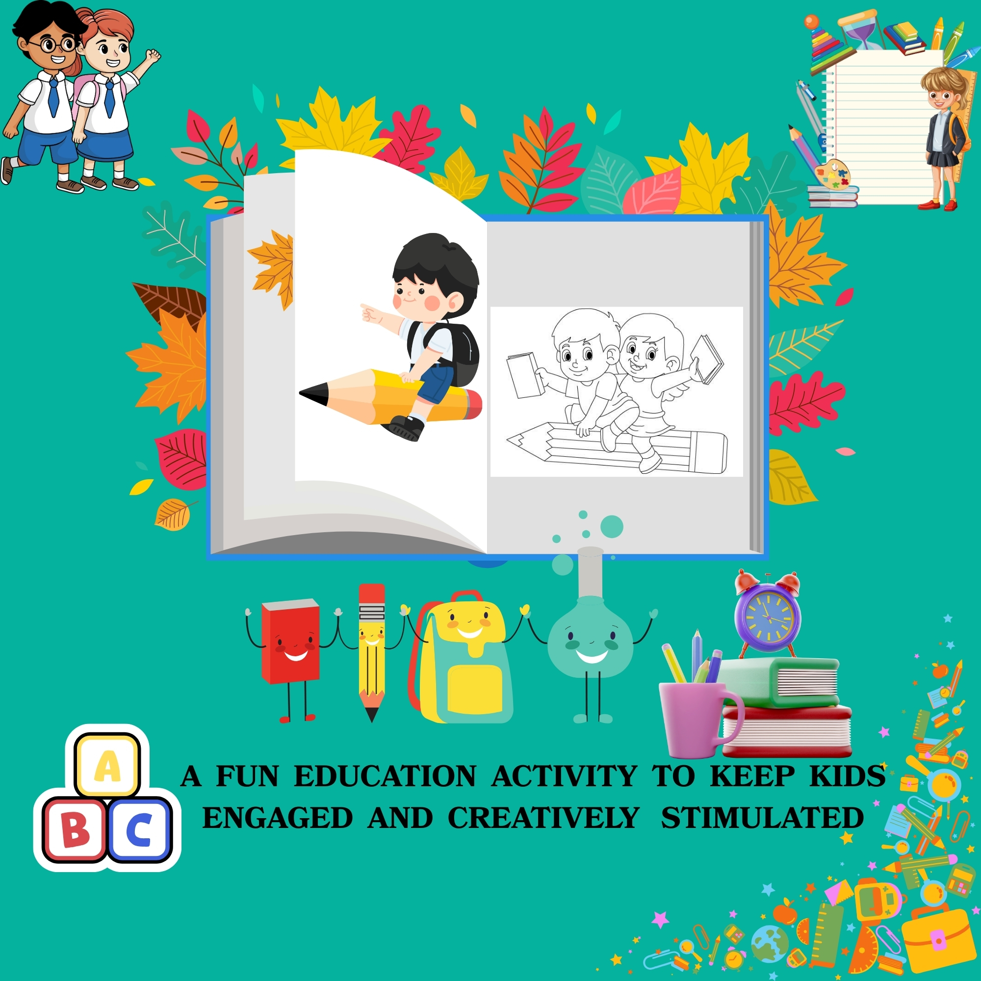 40 Back to School Coloring Pages for Kids - Printable Preschool & Toddler Coloring Book (A4 & US Letter) — preview 4