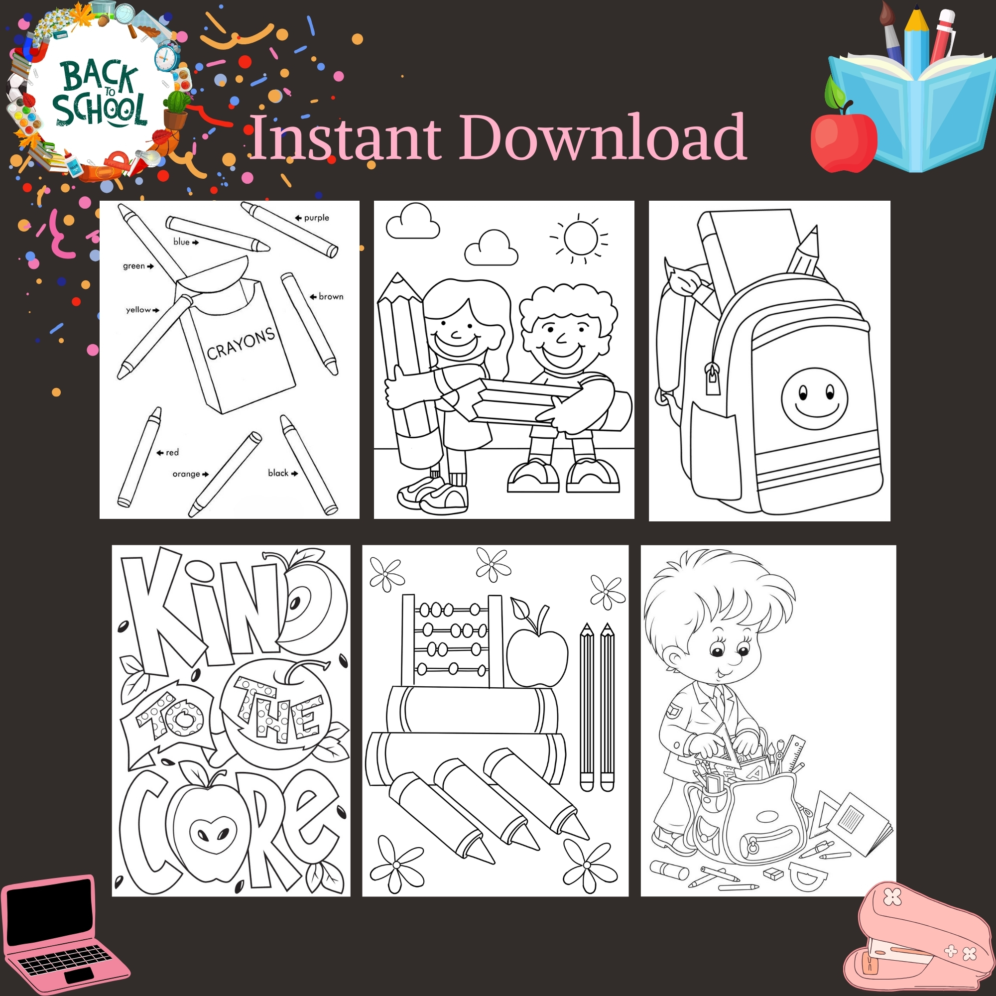 40 Back to School Coloring Pages for Kids - Printable Preschool & Toddler Coloring Book (A4 & US Letter) — preview 2