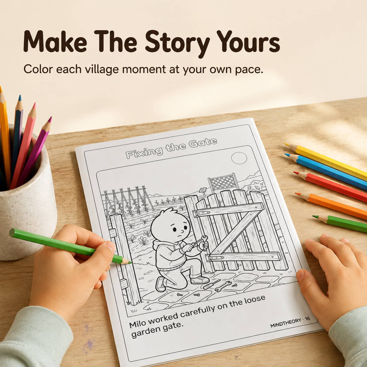 Value of Time Printable Coloring Book - 24 Page Story Coloring Adventure - MindTheory Collection (A4 & US Letter) — preview 5