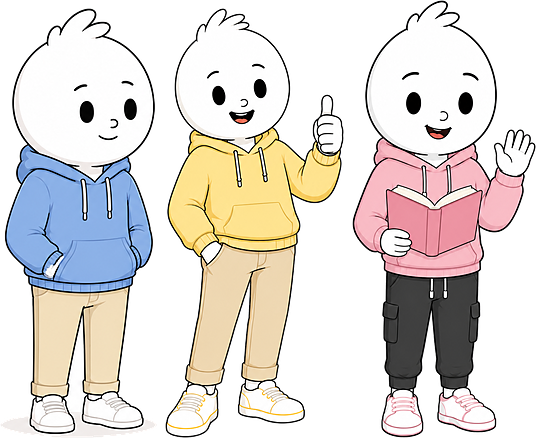 Milo, Theo and Mira ready to take a quiz
